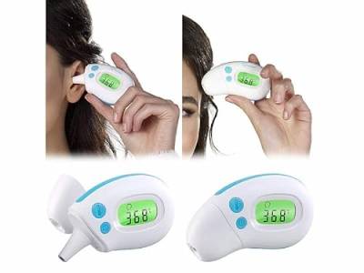 newgen medicals Ohrthermometer: Medizinisches Mini-Infrarot-Fieberthermometer für Ohr- & Stirnmessung (Infrarotfieberthermometer, Infrarotthermometer, Gesundheit) von Newgen Medicals