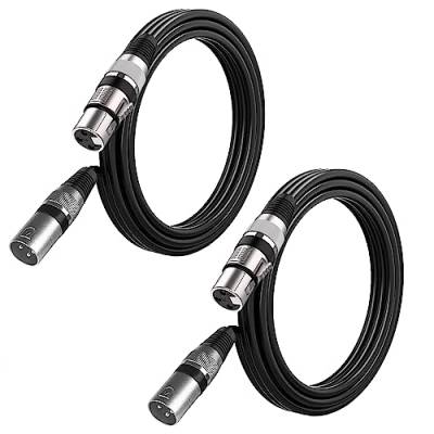 2Pcs xlr kabel 5m, Mikrofonkabel XLR Stecker auf XLR Busche Kabel, DMX kabel (3-Pol XLR Female auf 3-Pol XLR male) für Mikrofon, Verstärker, Mischpult oder Lautsprechersystem Schwarz von Nfhkpa