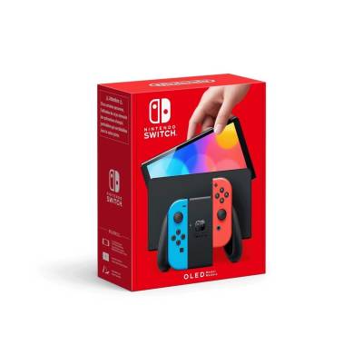 Nintendo Switch OLED-Modell, Neon-Rot/Neon-Blau, Spielkonsole Videospielkonsole, Gaming Konsolen Spielkonsole mit Spiele Spielkonsolen für Unterwegs von Nintendo Switch