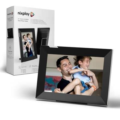 Nixplay 8 Zoll Touchscreen digitaler Bilderrahmen mit WLAN (W08K), Schwarz-Silber, Videoclips und Fotos sofort per E-Mail oder App teilen von Nixplay