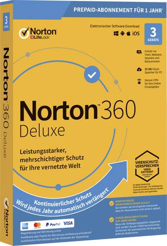 Norton Life Lock Norton™ 360 Deluxe 25GB GE 1 USER 3 DEVICE 12MO Jahreslizenz, 3 Lizenzen Windows, von Norton Life Lock