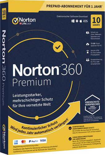 Norton Life Lock Norton™ 360 Premium 75GB GE 1 USER 10 DEVICE 12MO Jahreslizenz, 10 Lizenzen Windo von Norton Life Lock