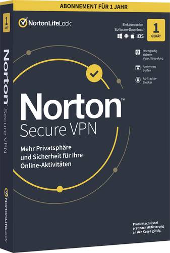 Norton Life Lock Secure VPN Jahreslizenz, 1 Lizenz Windows, Mac, Android, iOS Sicherheits-Software von Norton Life Lock