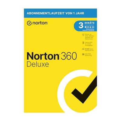 Norton 360 Deluxe 2022 | 3 Geräte | Antivirus | Unlimited Secure VPN und Passwort-Manager | 1 Jahr | PC/Mac/Android/iOS | Aktivierungscode in Originalverpackung von Norton