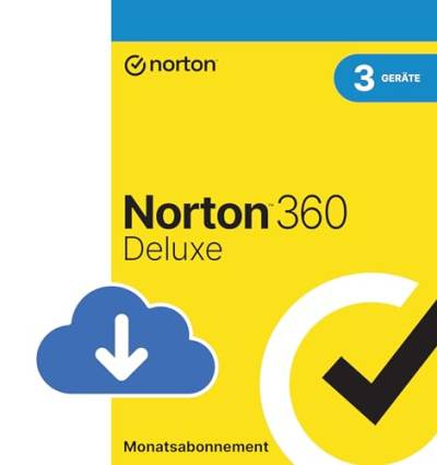 Norton 360 Deluxe 2024 | 3 Geräte | Monats-Abonnement mit Verlängerung| Antivirus | Secure VPN | Password Manager | PC/Mac/Android/iOS | Aktivierungscode per Email | FREE TRIAL von Norton