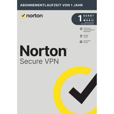 Norton Secure VPN - ohne Datenlimit [1 Gerät - 1 Jahr] für PC, MAC, Mobilgeräte von Norton