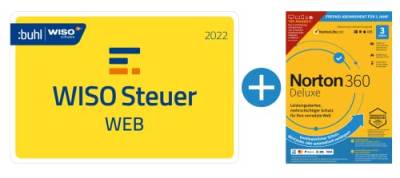 WISO Steuer-Web 2022 PC (für Steuerjahr 2021) + Norton 360 2022 Deluxe (3 Geräte) | PC Aktivierungscode per Email von Norton