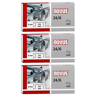 Novus Heftklammer 24/6, verzinkt, 1000 Stück (3er Pack) von Novus