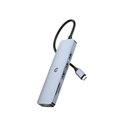 OBERSTER USB C Adapter, USB Adapter Docking, USB 3.0 HUB, 6 in 1 USB C Adapter mit 4K HDMI, USB 3.0, 2 USB 2.0, SD/TF Kartenleser für Laptop, Windows, macOS, Linux von OBERSTER