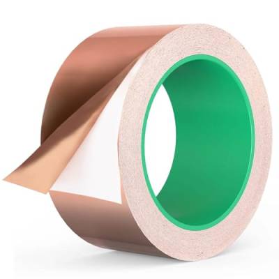 50mm x 20m Kupferband Gegen Schnecken, Beidseitig Leitende Kupferfolienband, Schneckenband, EMI Kapton Tape, Copper Foil Tape, Selbstklebend Abschirmband, Kupferfolie Klebeband, Schneckenschutz von OBYCPIN