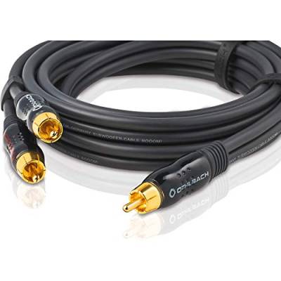 Oehlbach BOOOM 500 - Subwoofer Y-Cinch-Kabel (2 x Cinch auf 1 x Cinch) - Druckvolle Basswiedergabe & effektive Schirmung - 5 m - anthrazit von OEHLBACH