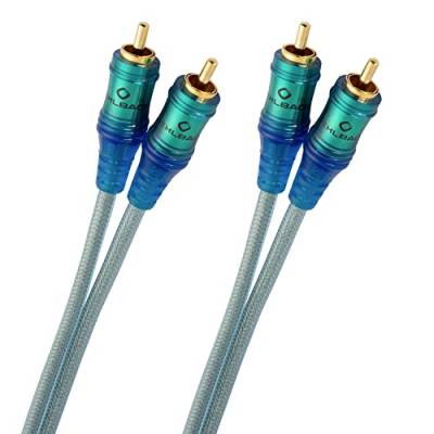 Oehlbach Ice Blue Cinch Kabel 2m - Audio Kabel für Plattenspieler, Heimkino, und HiFi Anlage - 2-Fach geschirmtes RCA Kabel aus OFC - 2X 2m - blau-transparent von OEHLBACH