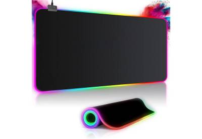 OKWISH Gaming Mauspad RGB Mousepad Mausmatte Tischunterlage Rechteckig 800x300mm Schwarz (1-St., mit 14 Beleuchtungs Modi 7 LED Farben Wasserdicht Anti Rutsch), für Computer PC Professionelle Gamer von OKWISH