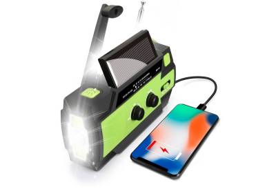 OKWISH Kurbel Solarradio Kurbelradio Radio Notfallausrüstung Digitalradios Notfallradio (4000 mAh, 3 Modi LED Taschenlampe, AM/FM, SOS-Alarm, mit Bewegungssensor, für Camping Reisen Outdoor Wandern) von OKWISH