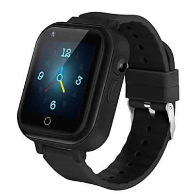 4G GPS Smartwatch für Mädchen Jungen, IP67 Wasserdicht Sport Smart Watch Telefon für Kinder, mit Kamera WiFi Video Telefonanruf SOS Schrittzähler Geschenke für Kinder 3-14 Yea, T16 Concise Black von OKYUK