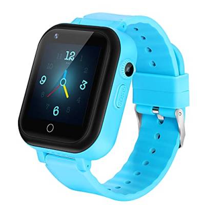 4G GPS Smartwatch für Mädchen Jungen, IP67 Wasserdicht Sport Smart Watch Telefon für Kinder, mit Kamera WiFi Video Telefonanruf SOS Schrittzähler Geschenke für Kinder 3-14 Yea T16 Concise Blue von OKYUK