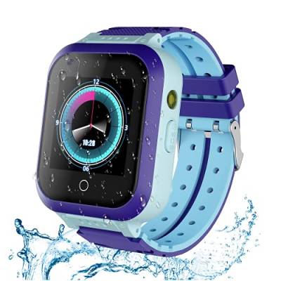 4G Smartwatch für Kinder, Jungen, Mädchen, 4G Smartwatch, Telefon, HD-Bildschirm, Sport-Armbanduhr mit Video & Telefonanruf, GPS-Tracker dunkelblau von OKYUK