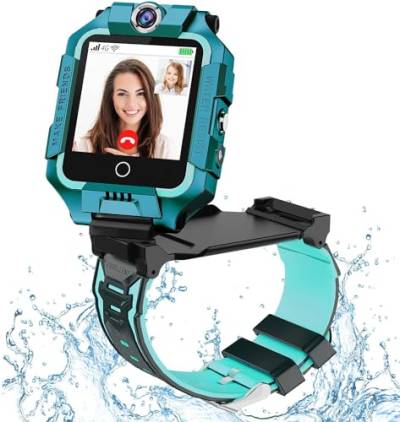 OKYUK 4G Kinder-Smartwatch, Smartwatch-Telefon mit 360° drehbar, GPS-Tracker, Anruf-SOS-Kamera WiFi, 3–12 Jahre alte Jungen-Mädchen-Geburtstagsgeschenk von OKYUK