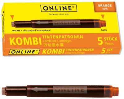 ONLINE® Tintenpatronen für Füller Kombi-Tintenpatr. orange, 5er orange von ONLINE®