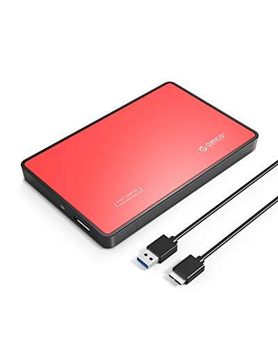 ORICO 6,35 cm (2,5 Zoll) USB 3.0 Festplattengehäuse mit USB 3.0 Kabel 9,5 mm 7 mm 2,5 Zoll SATA HDD und SSD, werkzeuglose HDD Installation rot von ORICO
