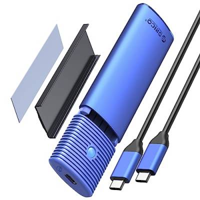 ORICO M.2 NVMe SATA SSD Gehäuse Adapter Werkzeuglos, USB C 3.2 Gen 2 10Gbps PCIe NVMe, 5Gbps NGFF SATA M-Key(B+M Key) 2230/2242/2260/2280, Aluminium Externe M2 Case Unterstützung UASP Trim-PWDM2-BL von ORICO