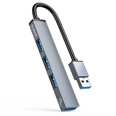 ORICO Mini USB Hub, 4 Port USB 3.0 Hub 2.0 Hub, USB Adapter Station mit 15 cm Kabel, Ultraflacher Tragbarer Daten-Hub, für Laptop, iMac Pro, MacBook Air, Mac, Notebook-PC, USB-Splitter aus Aluminium von ORICO