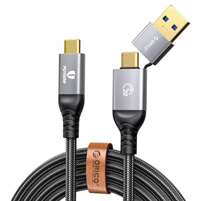 ORICO USB C Kabel, 40 Gbps Ladekabel für Thunderbolt 4/Thunderbolt 3, Multi 2 in 1 Schnellladekabel 100W PD, 8K@60Hz Display, Typ C Handy Datenkabel für MacBooks,iPad Pro,Hubs, Docks, eGpu, 0.5M von ORICO