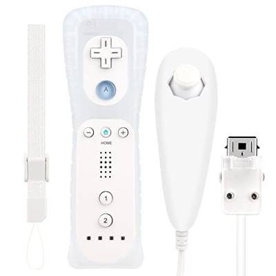 OSTENT Motion Sensor Fernbedienung + Wired Nunchuck Combo Kompatibel für Nintendo Wii Konsole Farbe Weiß von OSTENT