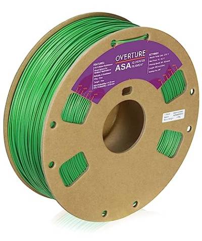 OVERTURE ASA Filament 1.75mm, Spule 1kg (2.2lbs), Maßgenauigkeit +/- 0.03 mm, für 3D Drucker (Diamond Green) von OVERTURE