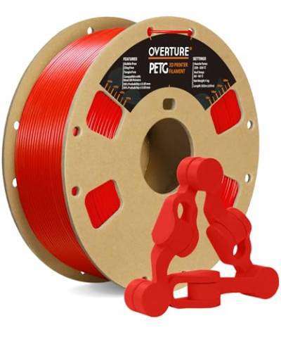 OVERTURE PETG Filament 1,75 mm, 1 kg (2,2 lbs) Spule, Maßgenauigkeit +/- 0,05 mm (Rot) von OVERTURE