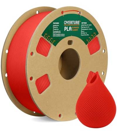 OVERTURE PLA Filament 1,75 mm, 1 kg (2,2 lbs) Spule, Maßgenauigkeit +/- 0,05 mm (Rot) von OVERTURE