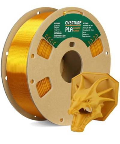 OVERTURE PLA Filament 1,75 mm, Spule mit 1 kg (2,2 lbs), Maßgenauigkeit +/- 0,05 mm (Gold) von OVERTURE