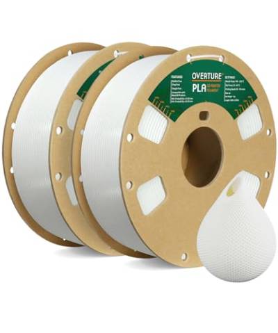 OVERTURE PLA Filament 1.75mm, 2kg Spule(4.4lbs), Maßgenauigkeit +/- 0.03mm, für 3D Drucker (Weiß 2-Pack) von OVERTURE