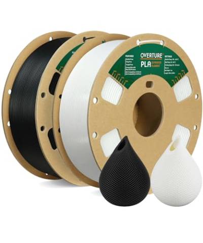 OVERTURE PLA Filament 1.75mm, 2kg Spule (4.4lbs), Maßgenauigkeit +/- 0.03mm, für 3D Drucker (Schwarz+Weiß) von OVERTURE