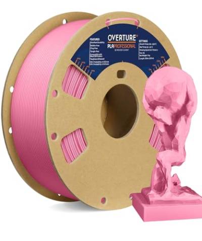 OVERTURE PLA Plus (PLA+) PLA-Filament 1,75 mm, professionelle PLA-Festigkeit, 1 kg Filament (2,2 lbs), Maßgenauigkeit 99% Wahrscheinlichkeit +/- 0,03 mm, für 3D-Drucker (Rosa) von OVERTURE
