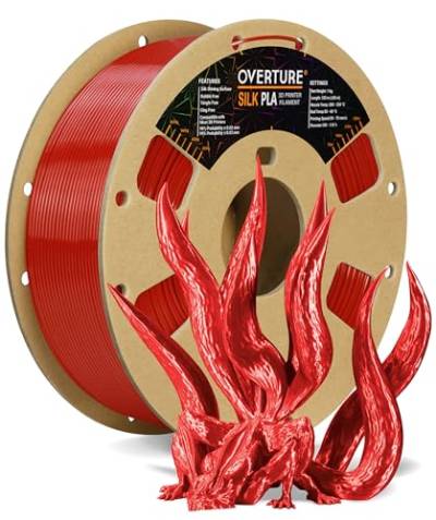 OVERTURE Silk PLA Filament 1.75mm, 1kg Spule (2.2lbs), Maßgenauigkeit +/- 0.03 mm, für 3D Drucker (Silk Weihnachtsrot) von OVERTURE