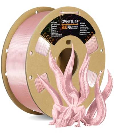 OVERTURE Silk PLA PLA-Filament, 1,75 mm Verbrauch, 1 kg Filament (2,2 lbs), Maßgenauigkeit 99% Wahrscheinlichkeit +/- 0,03 mm, für 3D-Drucker (Silk Rosa) von OVERTURE