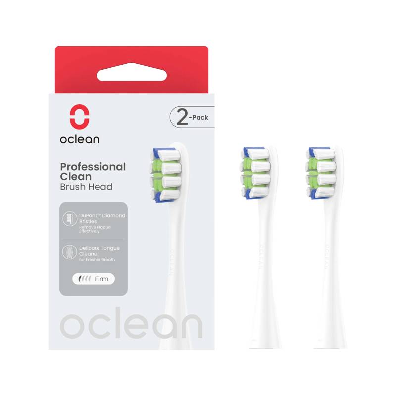 Oclean Professional clean 2 Pack Wei? | Zahnb?rstenaufsatz | Kompatibel mit allen elektrischen Griffen von Oclean | CE- und FDA-Zulassung von Oclean