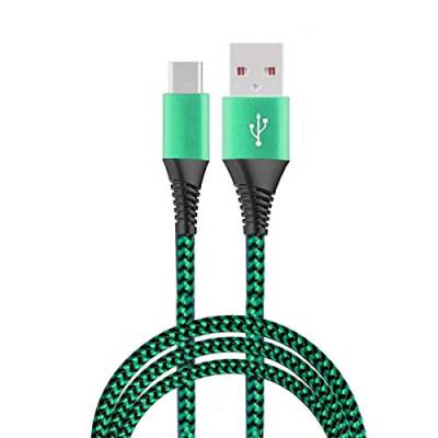 Octelect USB-Typ-C-Kabel, 3 A, Schnellladung, 3 m, extra langes Nylongeflecht, USB-C auf USB-A, Ladekabel, kompatibel mit USB-C-Smartphone, Laptop, Tablet, Grün von Octelect