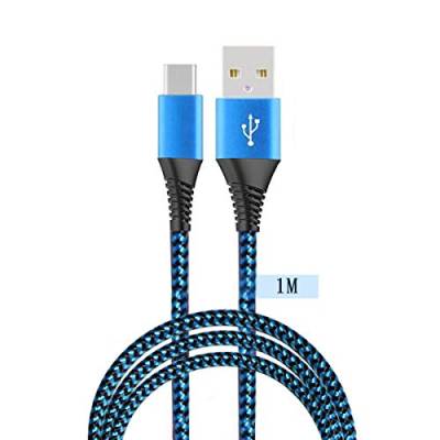 USB Typ C Kabel 5A/3A Ultraschnelles Laden USB-C Lade Nylon Geflochtenes Kabel Aluminiumgehäuse Kompatibel mit Huawei P30 / P20, Xiaomi Note 9 8 S8 Plus, LG V30 V20 G6,Samsung S10 S9 usw. (Blau+100CM) von Octelect