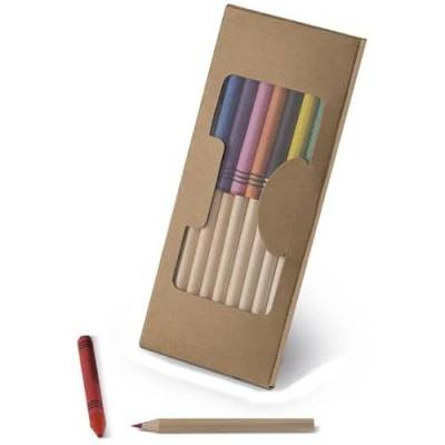 Packung mit Wachsstiften und bunten Bleistiften, 19 Stück im Kartonetui. von OgniBene s.r.l.s.
