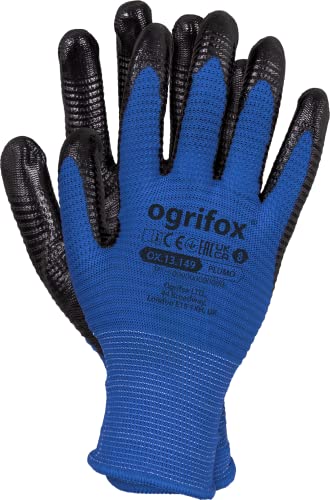 Ogrifox Arbeitshandschuhe, Nitrilhandschuhe, Schutzhandschuhe, Ox.13.149 Plumo, Blau-Schwarz, 11 Größe, 240 Paar von Ogrifox