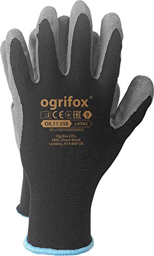 Ogrifox OX-Lateks_BS10 Latexhandschuhe, Schutzhandschuhe, Arbeitshandschuhe, Schwarz-Grau, 10 Größe, 240 Paar von Ogrifox