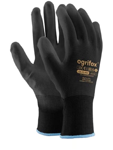 Ogrifox OX-Poliur_Bb9 Schutzhandschuhe, OX.12.442 Poliur, Schwarz-Schwarz, 9 Größe, 12 Paar von Ogrifox