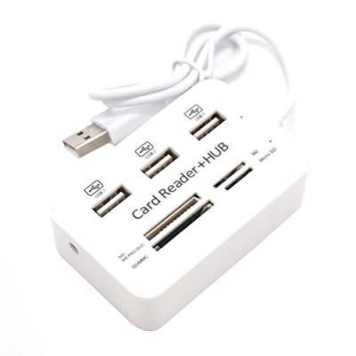 Oikabio 7-in-1 tragbares Multifunktionsgerät mit 3 USB-Ports HUB 2.0 Splitter Combo Kartenleser unterstützt TF SD M2 SDHC Karte Lesen Schreiben von Oikabio