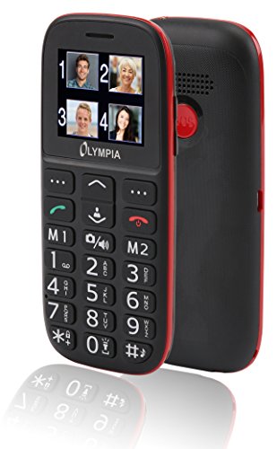 Olympia Bella 2214 - Handy für Senioren ohne Vertrag Seniorenhandy große Tasten einfaches Smartphone für Senioren Rentner mit Kamera 1.7" Farbdisplay Freisprechfunktion Mini SIM Ladeschale in Rot von Olympia