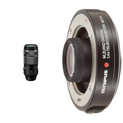 M.Zuiko DIGITAL ED 100-400mm F5.0-6.3 is, Supertelezoom, geeignet für alle MFT-Kameras (Olympus OM-D- und Pen-Modelle, Panasonic G-Serie), schwarz & M.Zuiko Digital 1.4X Teleconverter MC‑14, schwarz von Olympus