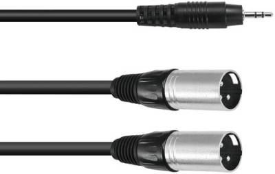 Omnitronic 30225158 XLR Adapterkabel [1x Klinkenstecker 3.5mm - 2x XLR-Stecker 3 polig] 1.50m Schwar von Omnitronic