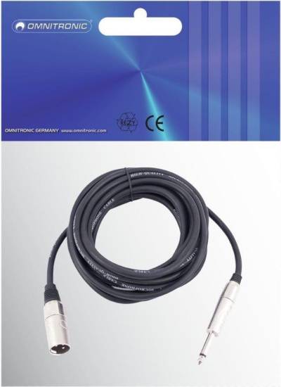 Omnitronic 3022519D XLR Adapterkabel [1x XLR-Stecker 3 polig - 1x Klinkenstecker 6.3 mm (mono)] 10.00 m Schwarz (3022519D) von Omnitronic