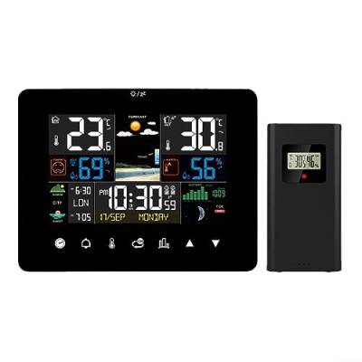 Drahtlose Wetterstation, Oniissy Touchscreen-Display Funkwetterstation Indoor Outdoor mit Sensoren, Farbdisplay Digitale Atomuhr Innen Außen Thermometer Wireless, Vorhersage Station Barometer, Wecker von Oniissy